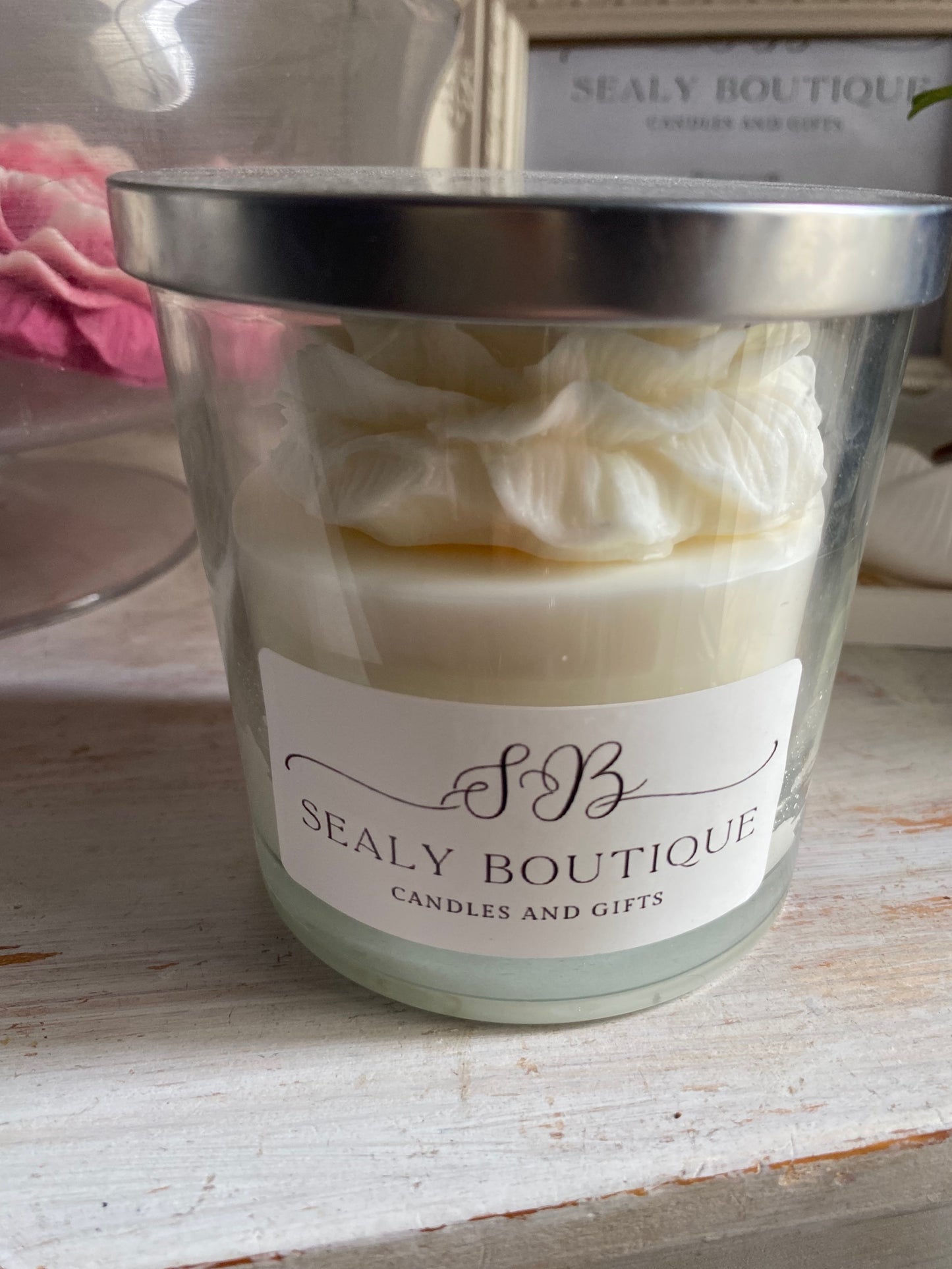 Glass jar with lid - Rose design